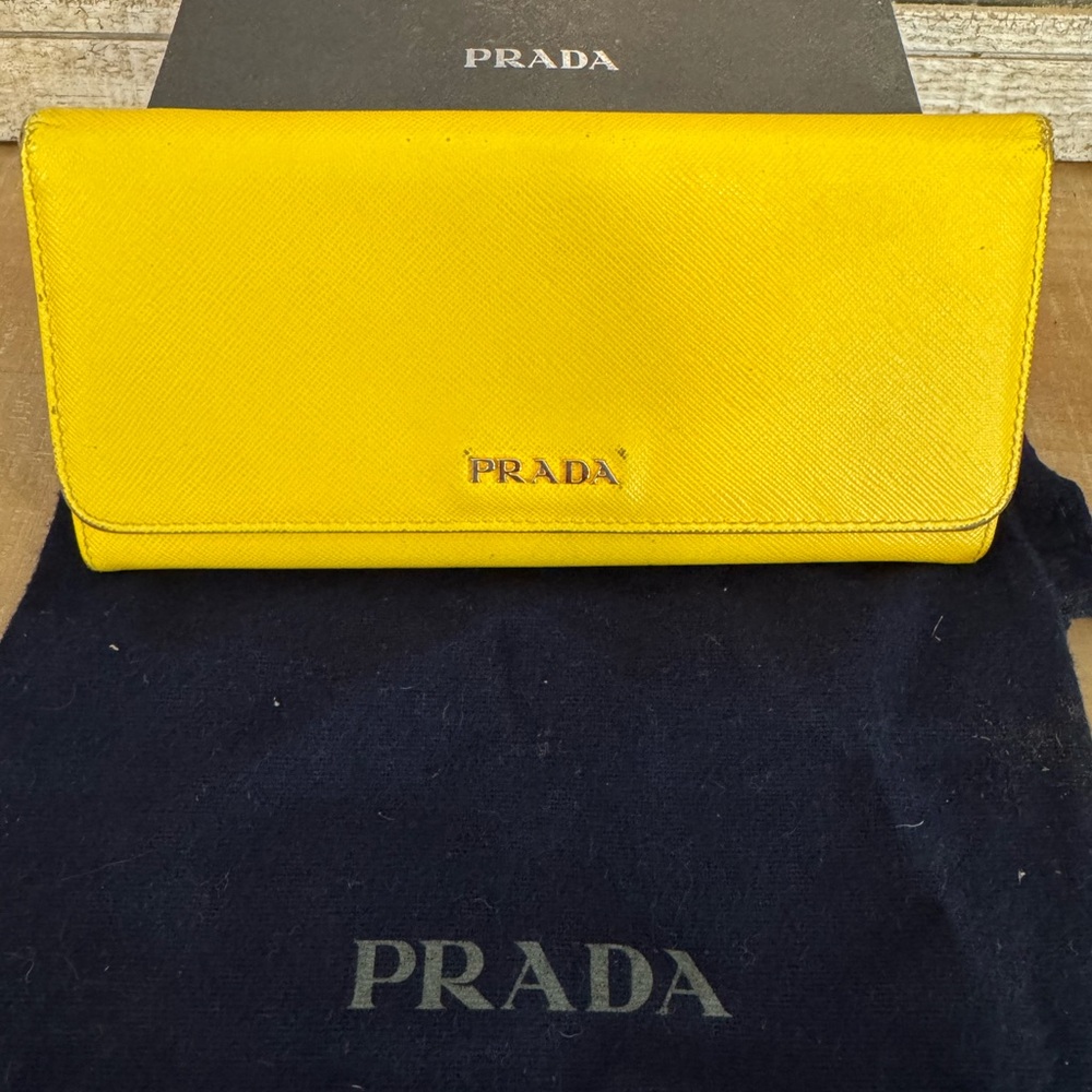 Prada Yellow Leather Wallet Luxurious Minimalist Design